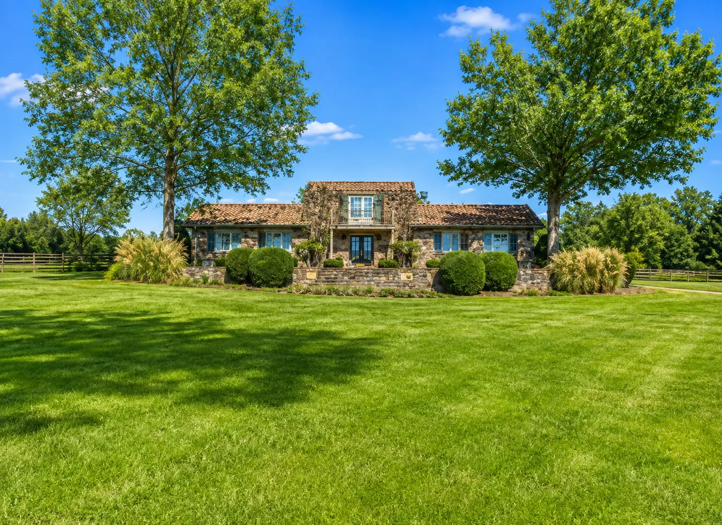 Main stone villa at the retreat property in Arrington, Tennessee