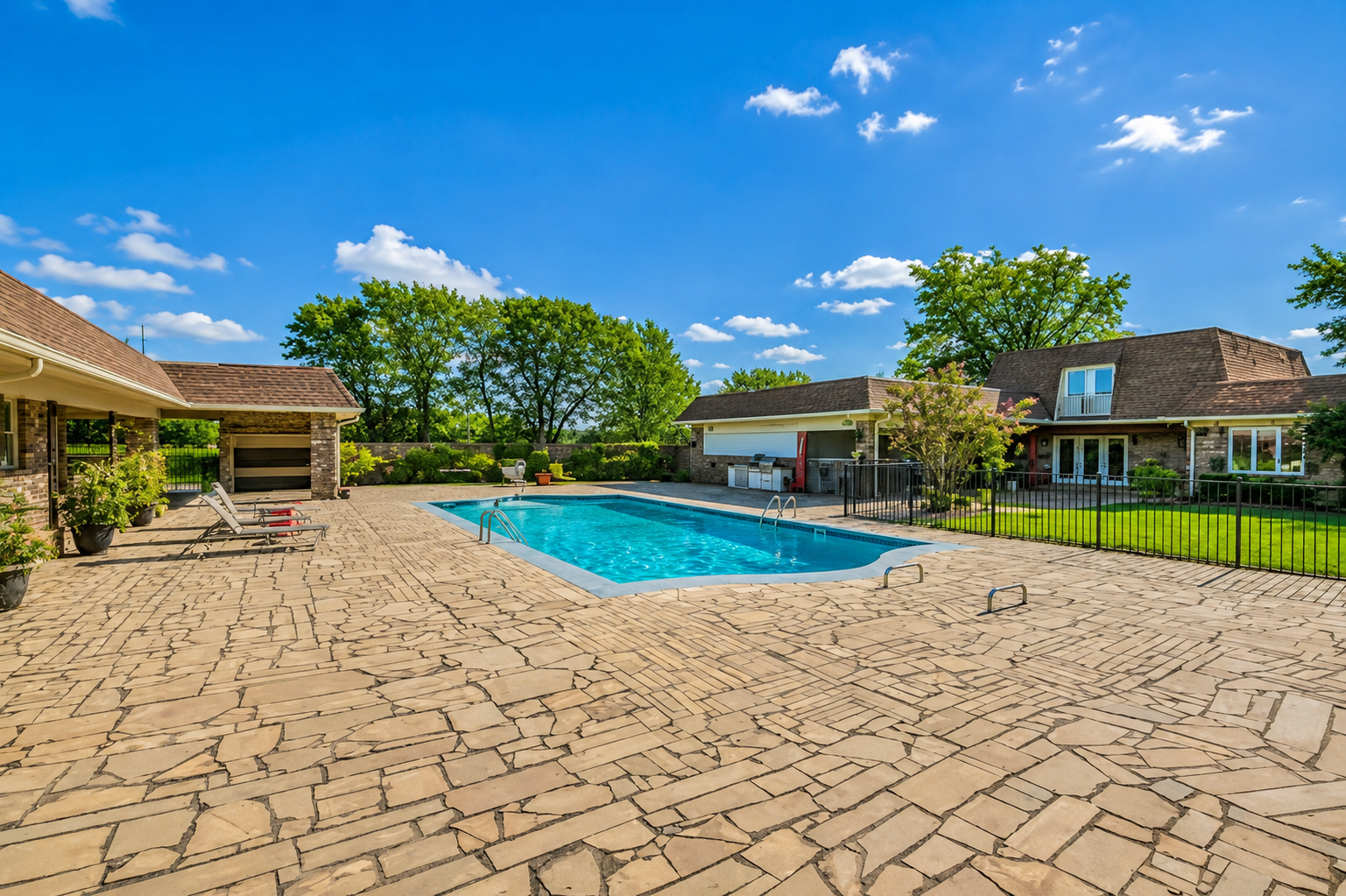 Pool and patio at the retreat property
